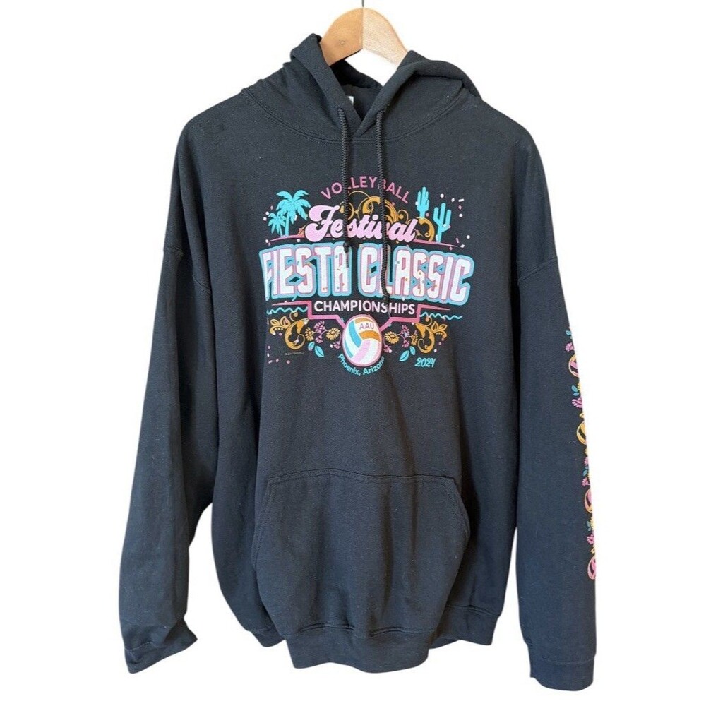 Black Volleyball Festival Fiesta Classic Long Sleeve Sweatshirt size 2XL 2024